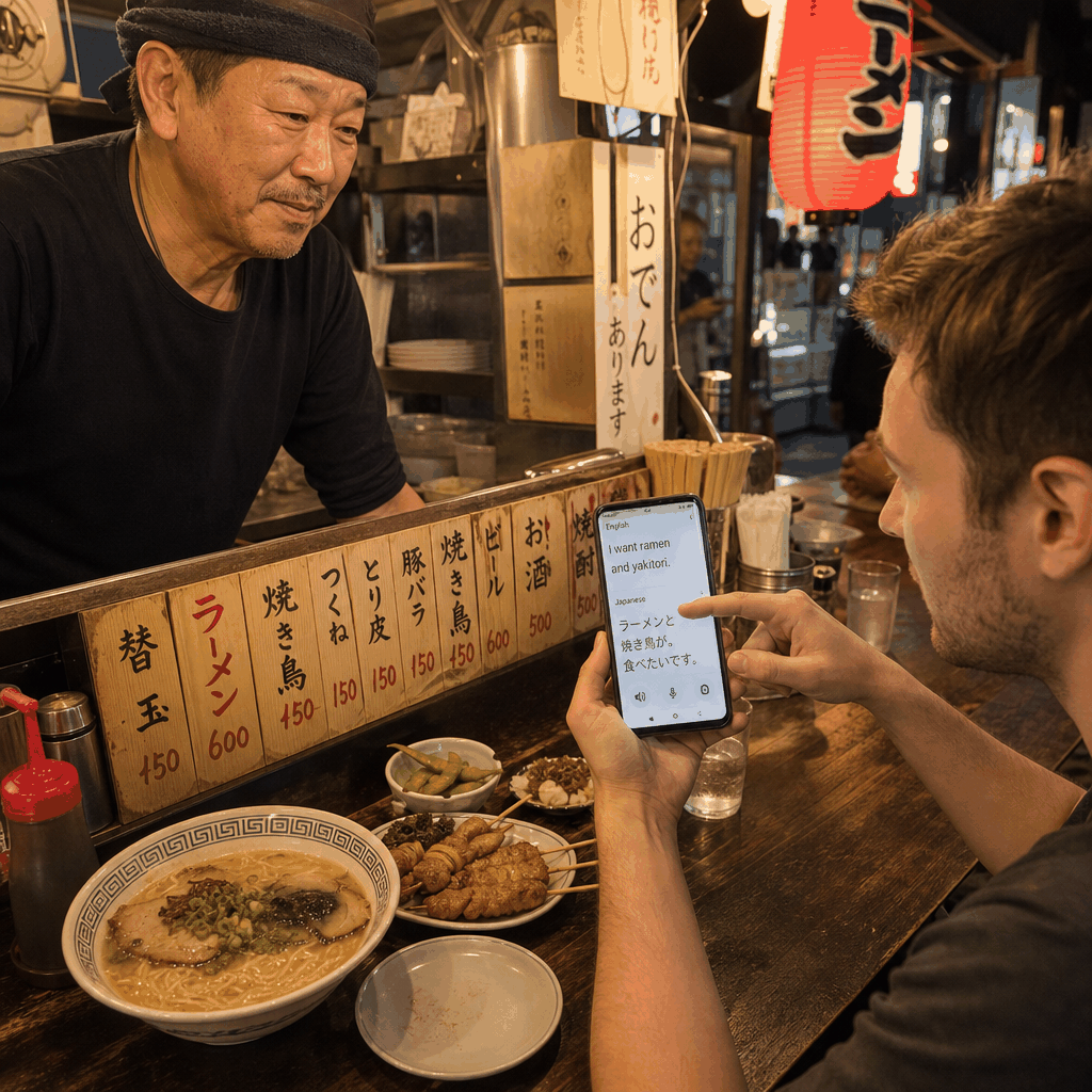 Open-air yatai food stalls lined up in Nakasu, Fukuoka