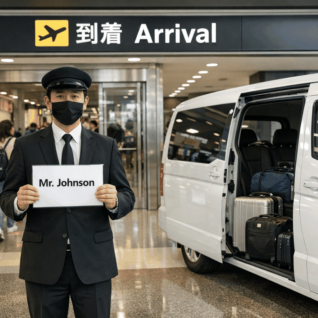 Arrivals lobby at Narita Airport where drivers meet passengers for private pickup