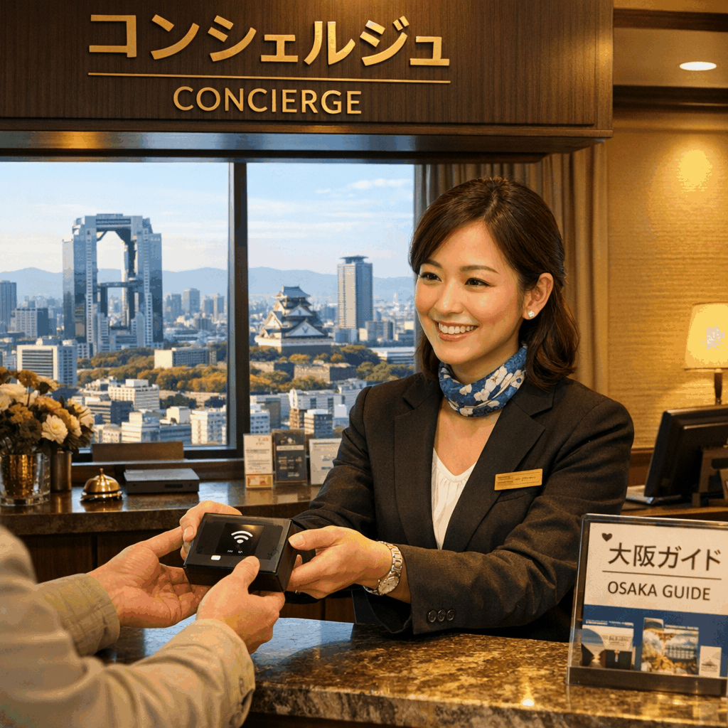 Can a concierge arrange pocket wifi Japan pickup and return in Osaka?