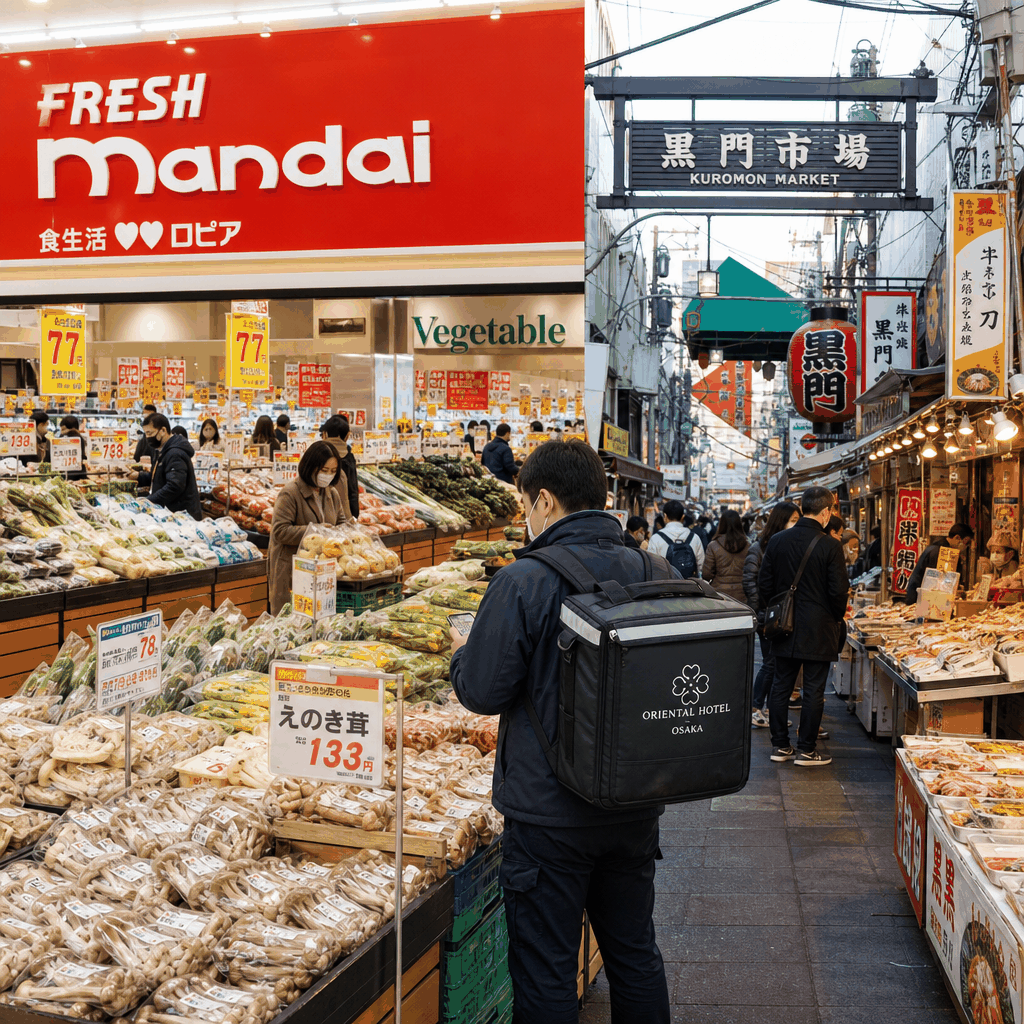 Grocery delivery and food hall shopping options in Osaka city center