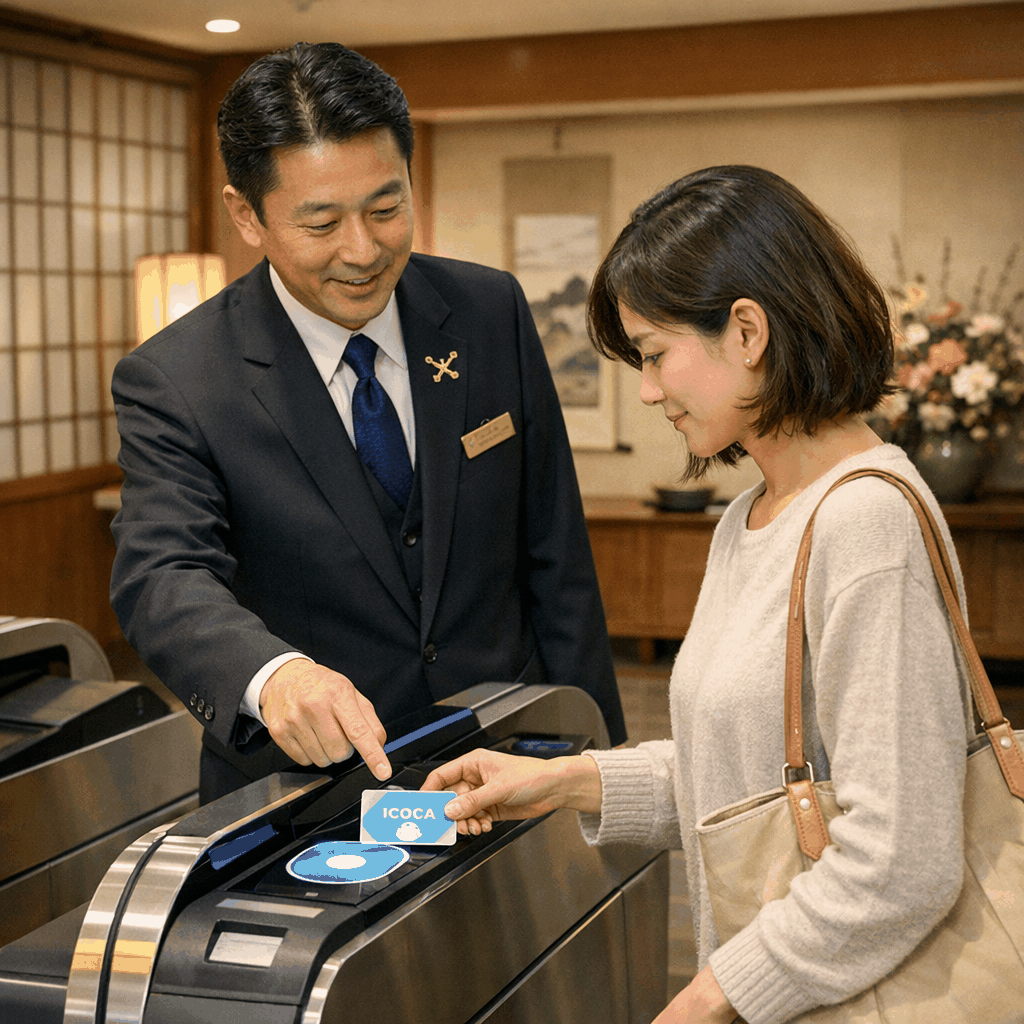 Exterior view of Kyoto Station concourse where tourists seek information and transit advice