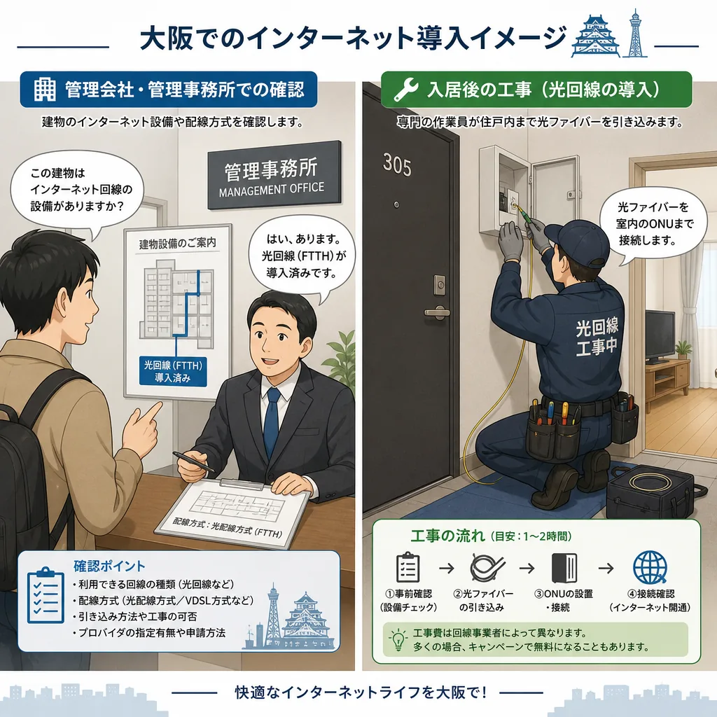 Fiber Internet setup in an Osaka apartment building