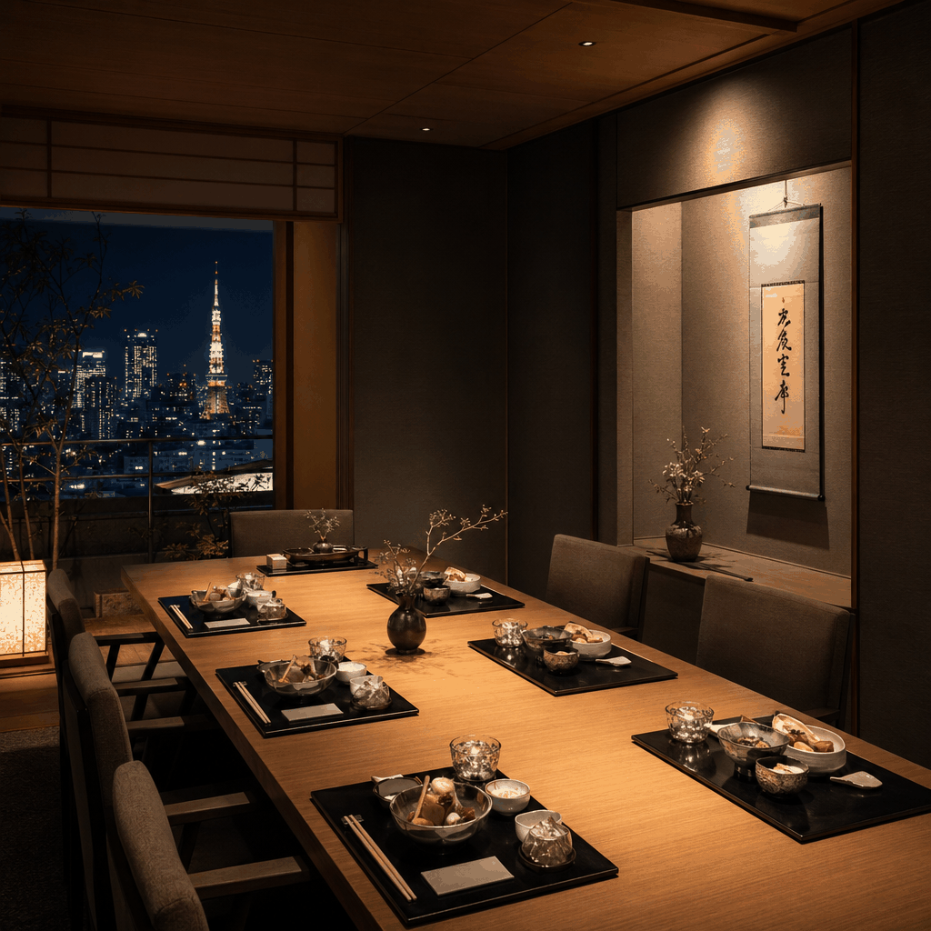 Concierge-assisted private dinner setup in Tokyo