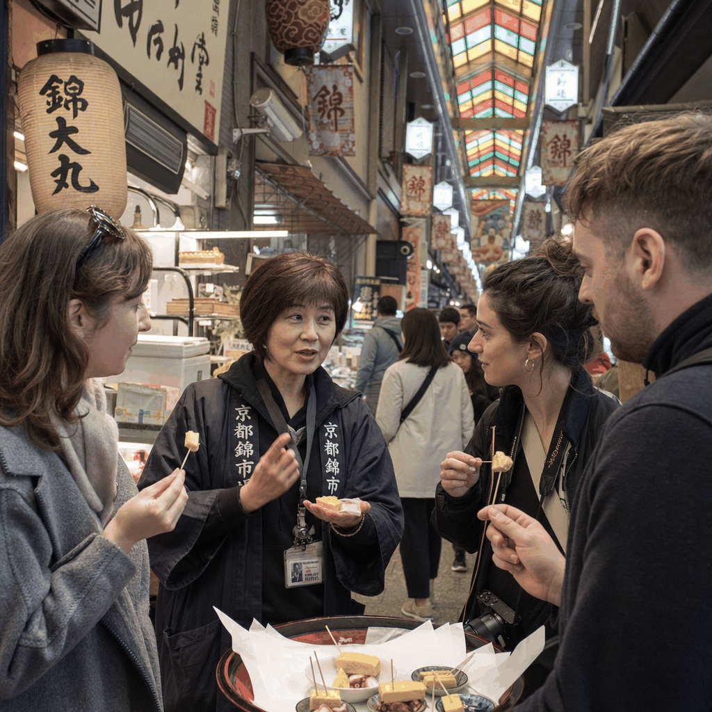 Nishiki Market in Kyoto, a popular stop for guided food tours and local tastings