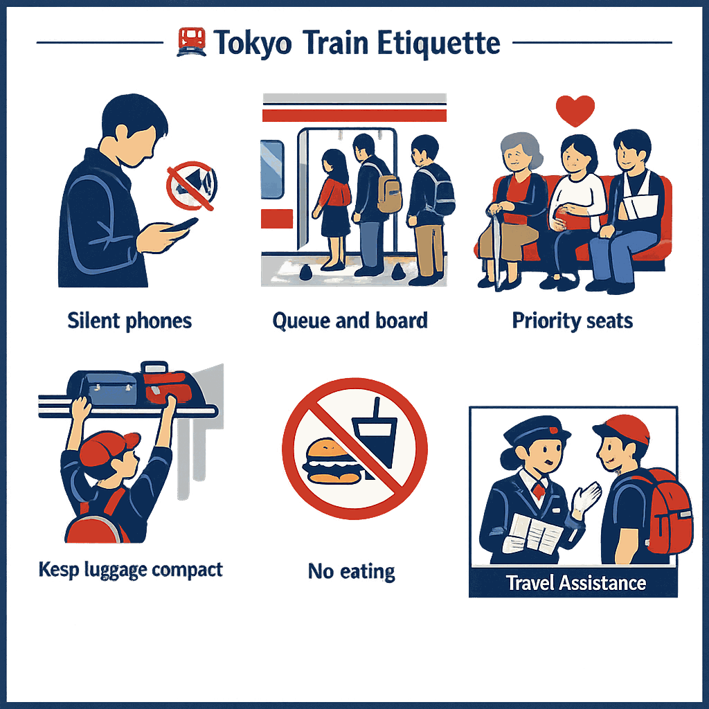 Concierge pointing out a Tokyo Metro station map to a visitor near a ticket gate