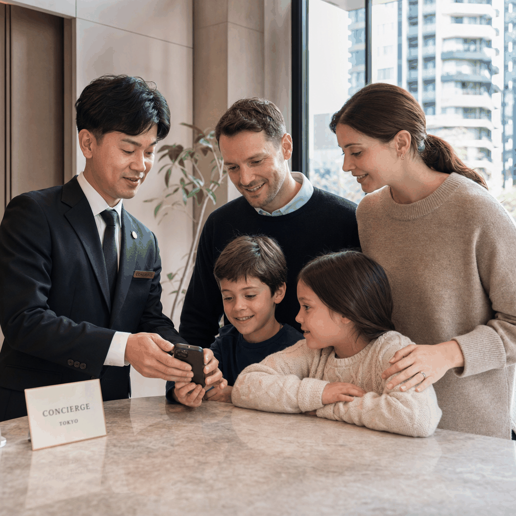 Concierge arranging grocery delivery for an expat household in Tokyo