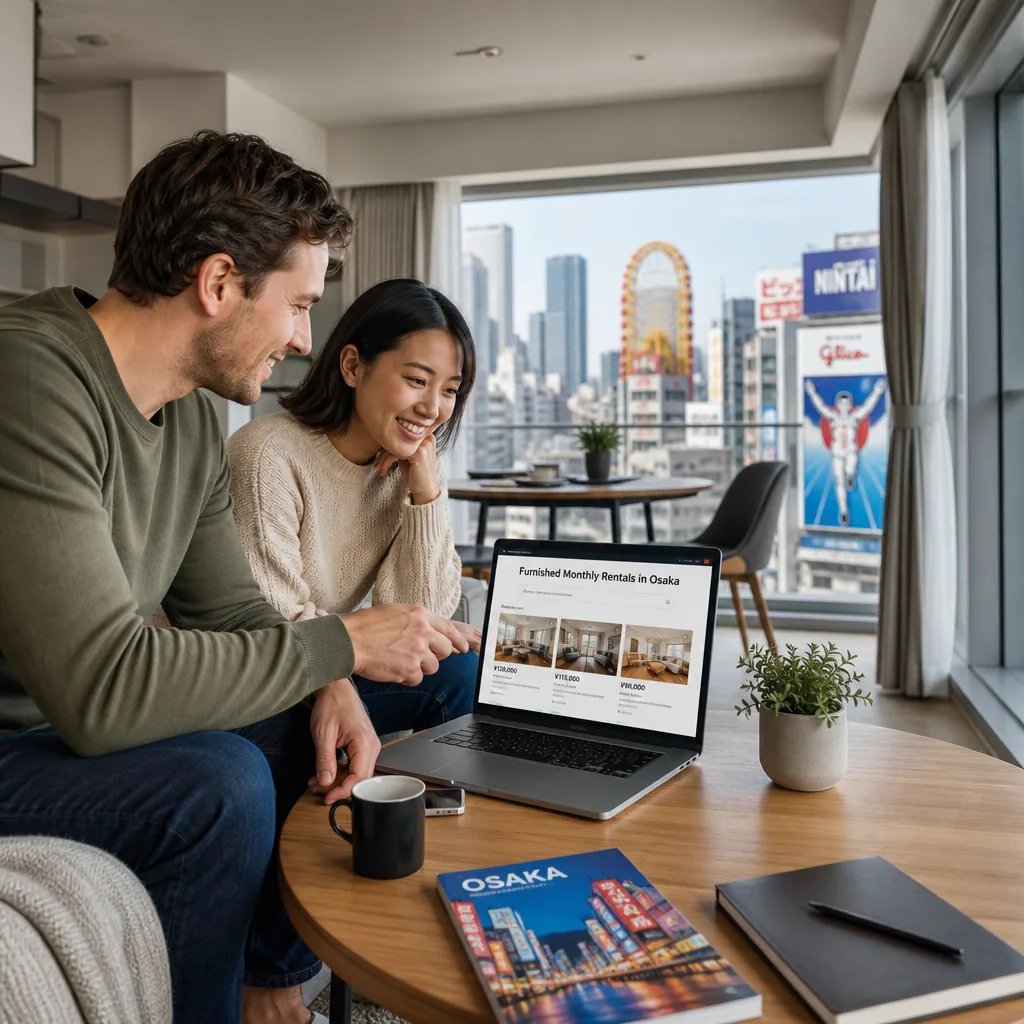 How can expats find furnished monthly rentals in Osaka quickly?