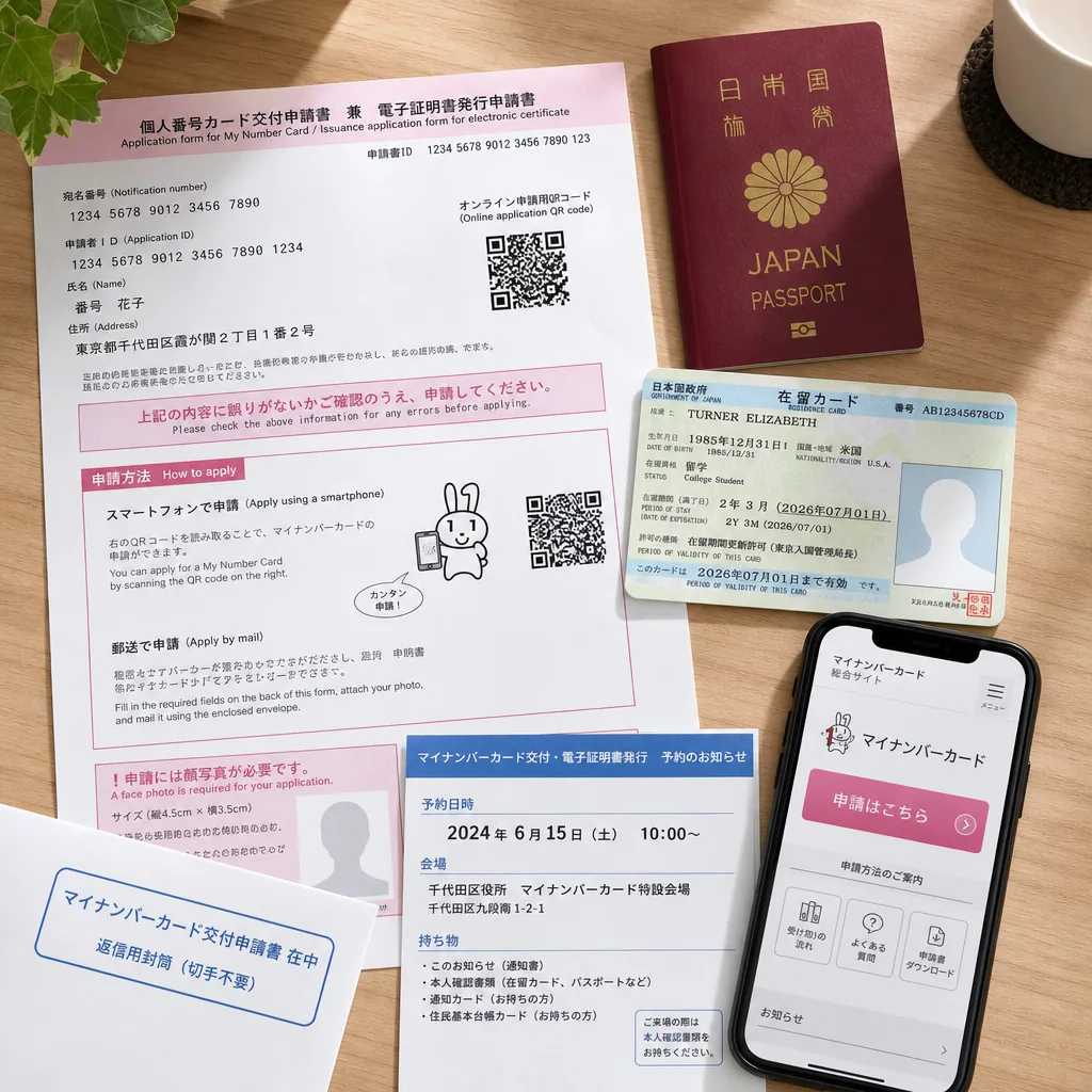 Tokyo ward office counter where residents collect their My Number Card