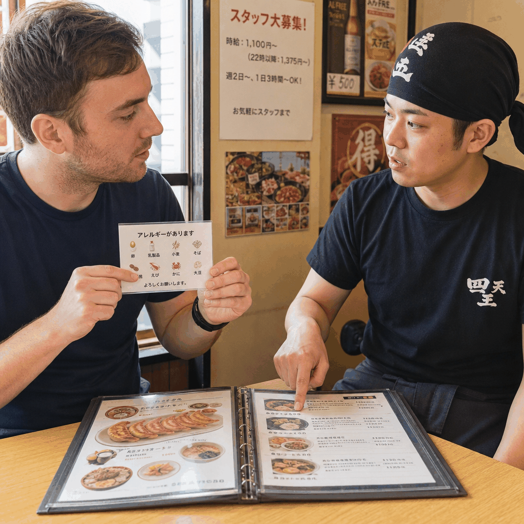 Multilingual food allergy dining guidance for Osaka restaurants