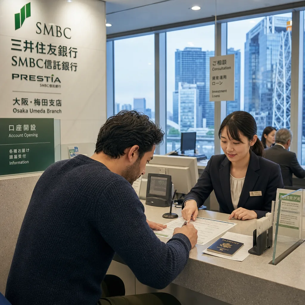 Photo of a bank branch in Osaka for expats opening an account