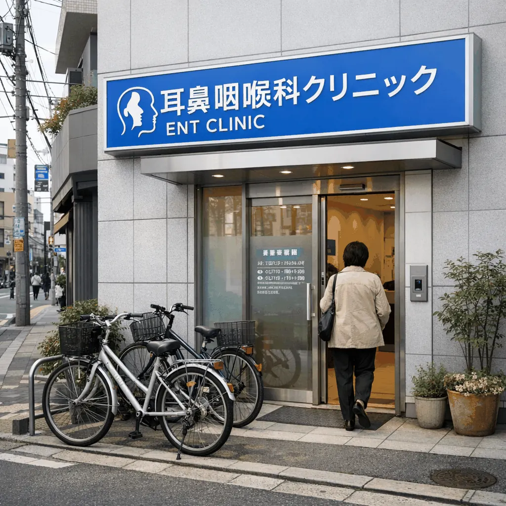 Pharmacist counter and prescription window at a Tokyo hospital outpatient pharmacy