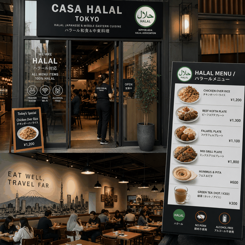 Tokyo halal dining search tips highlighting Asakusa, Shinjuku, Shibuya, and major station areas.