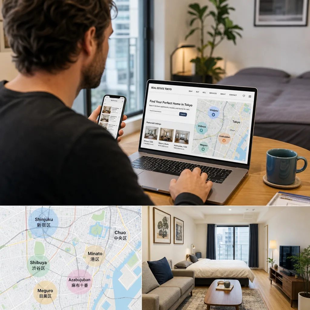 Furnished monthly rental apartment search in Tokyo with station access and move-in filters.