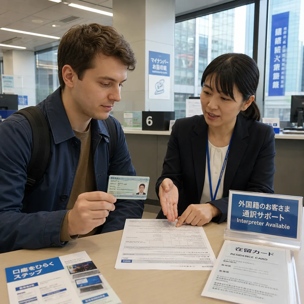 Foreign resident applying for a bank account at a Tokyo branch