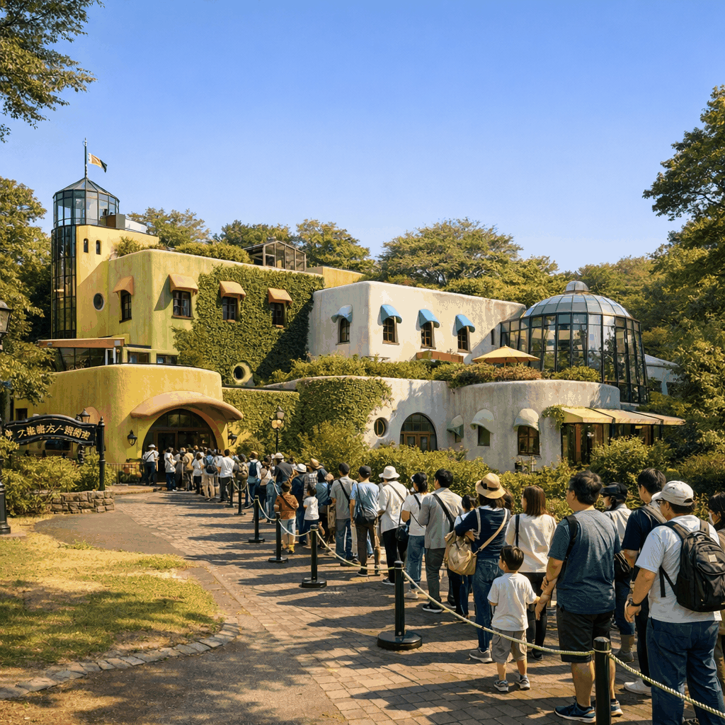 Exterior pathway to Ghibli Museum through Inokashira Park, near Mitaka Station