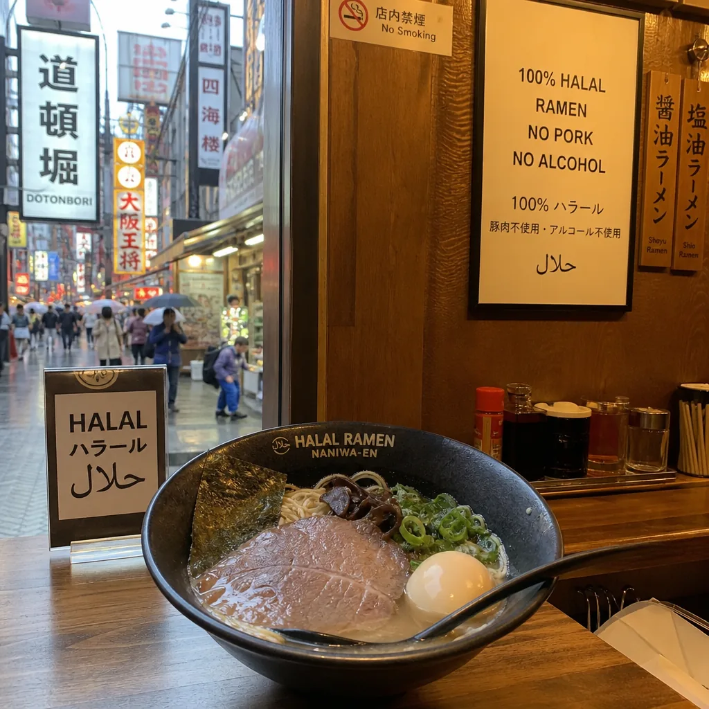 Halal ramen search near Dotonbori in Osaka’s Namba district