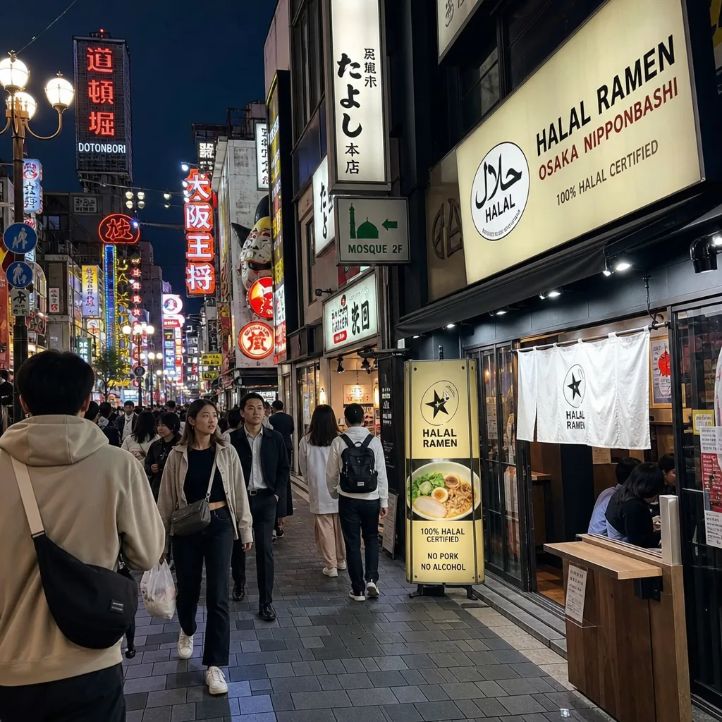 Muslim-friendly ramen options around Dotonbori, Shinsaibashi, and Nipponbashi