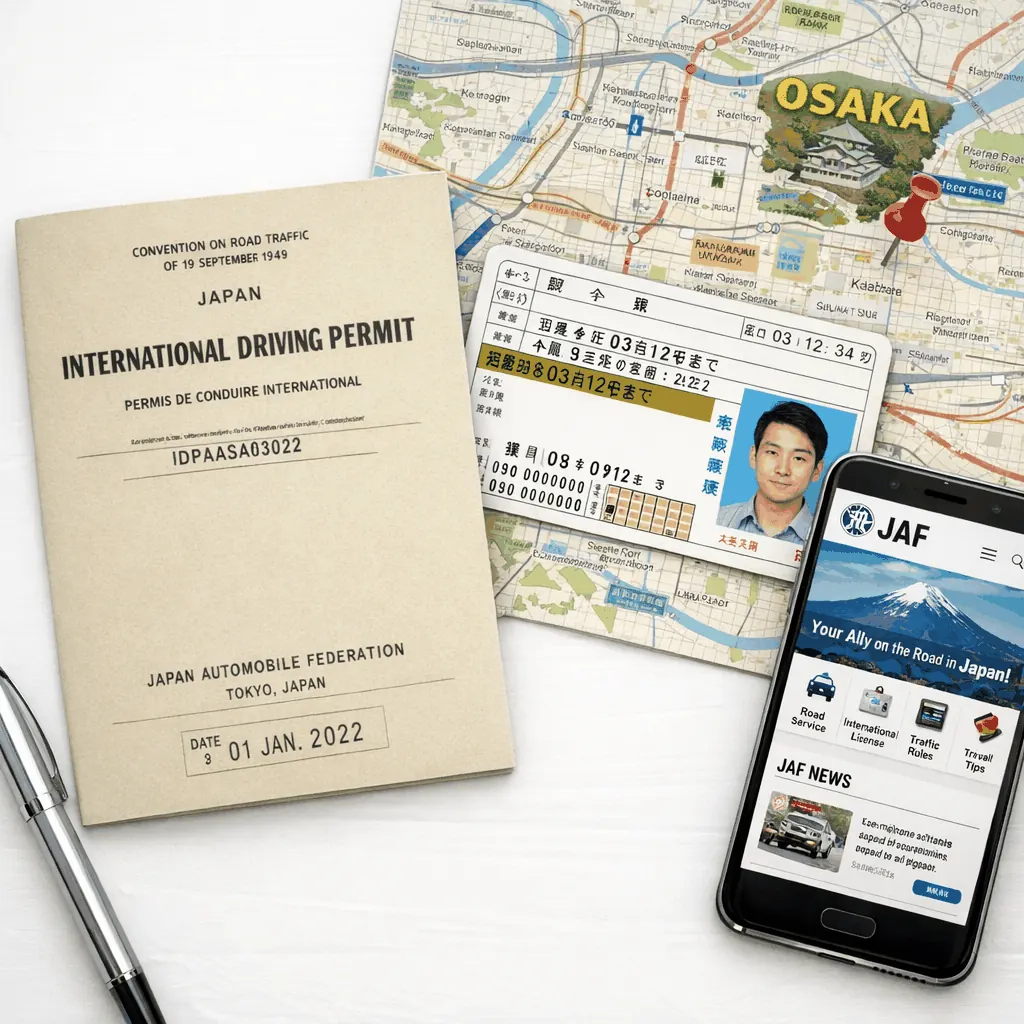 Kansai International Airport terminal exterior with vehicles and road access