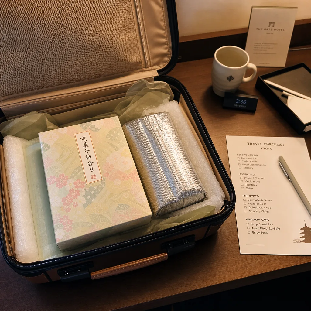 Fresh Kyoto wagashi boxed for travel near Kyoto Station