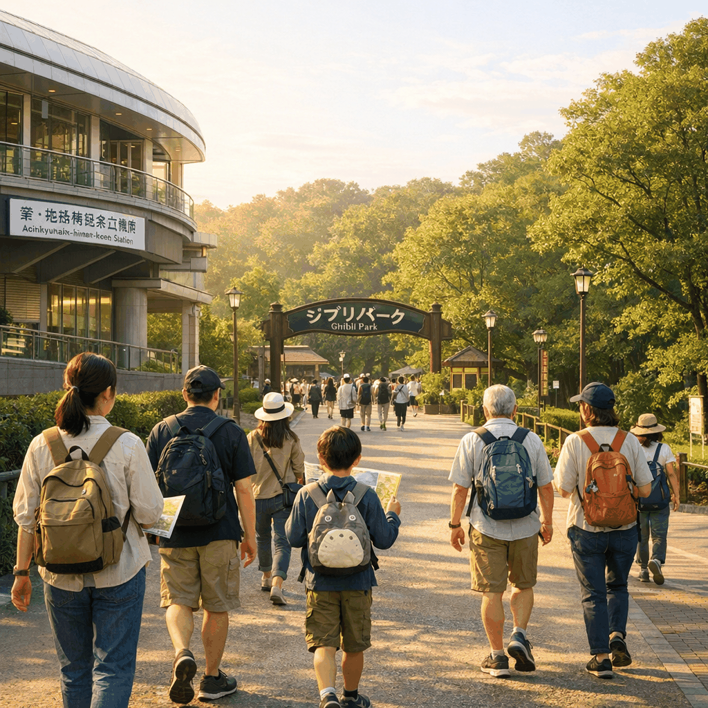Entrance area and map signage at Aichi Expo Memorial Park near Ghibli Park