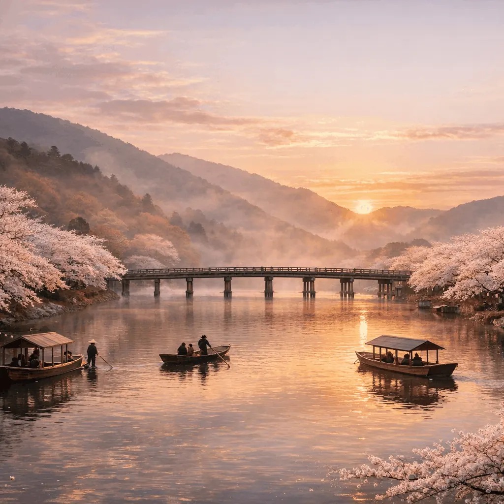 Cherry blossoms along the Philosopher's Path in Kyoto, lined with petals and a canal
