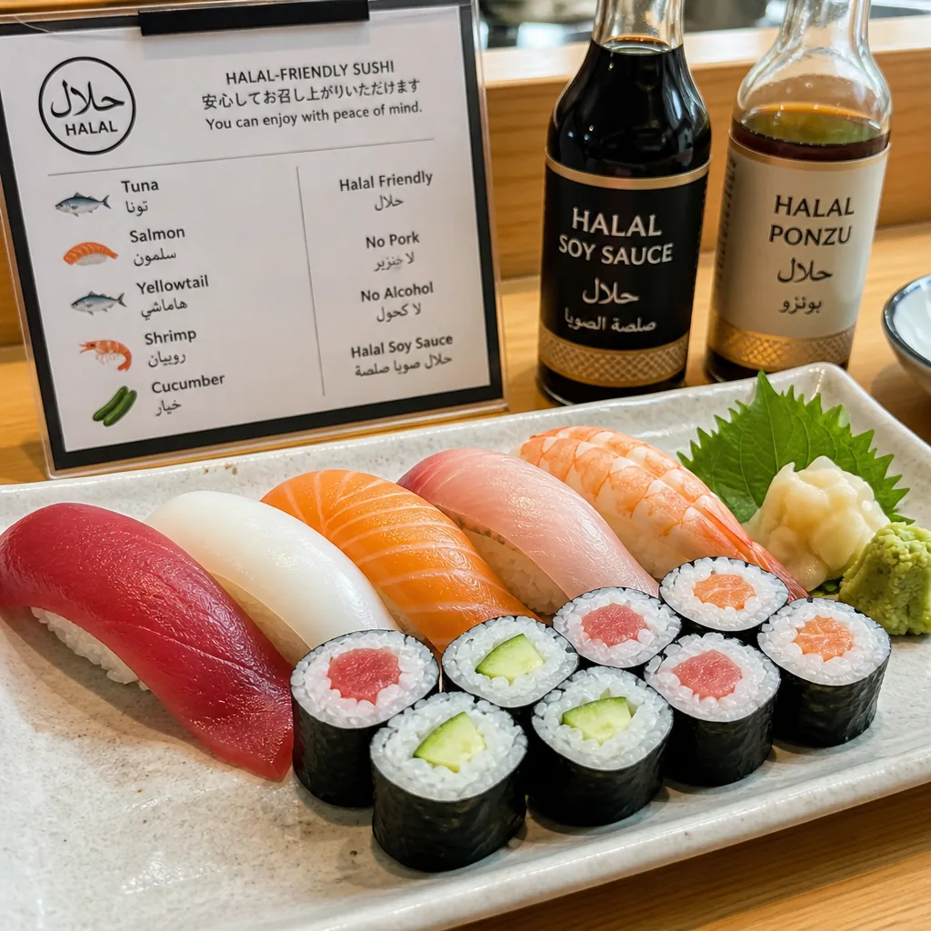 Tokyo neighborhood street scene suggesting easy access to halal-friendly sushi in central districts