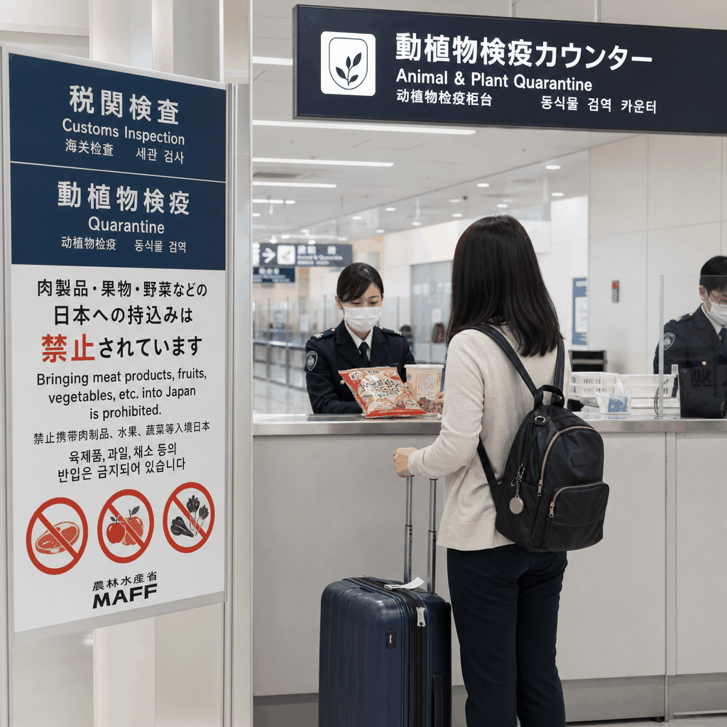 Quarantine inspection area at Tokyo Narita Airport for restricted food items