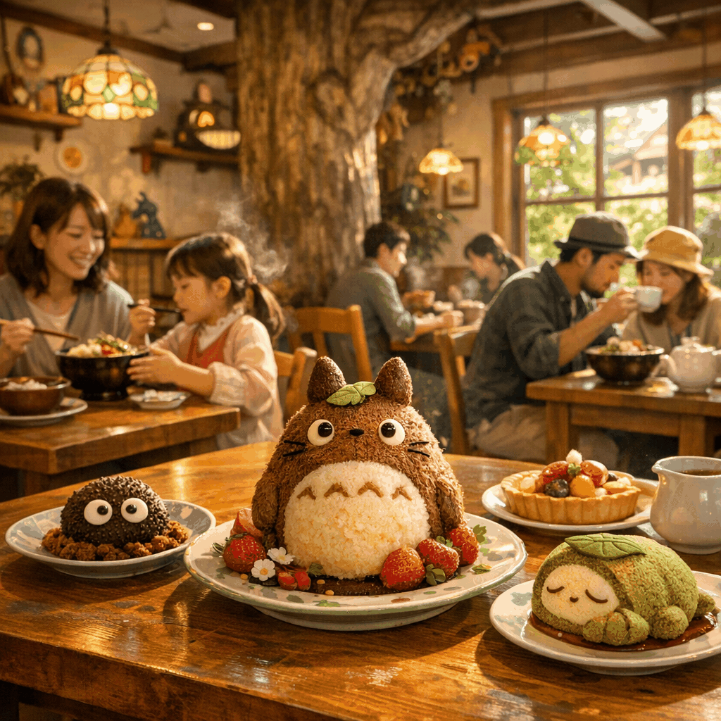 Entrance area of Studio Ghibli Park dining with themed signage near Nagoya