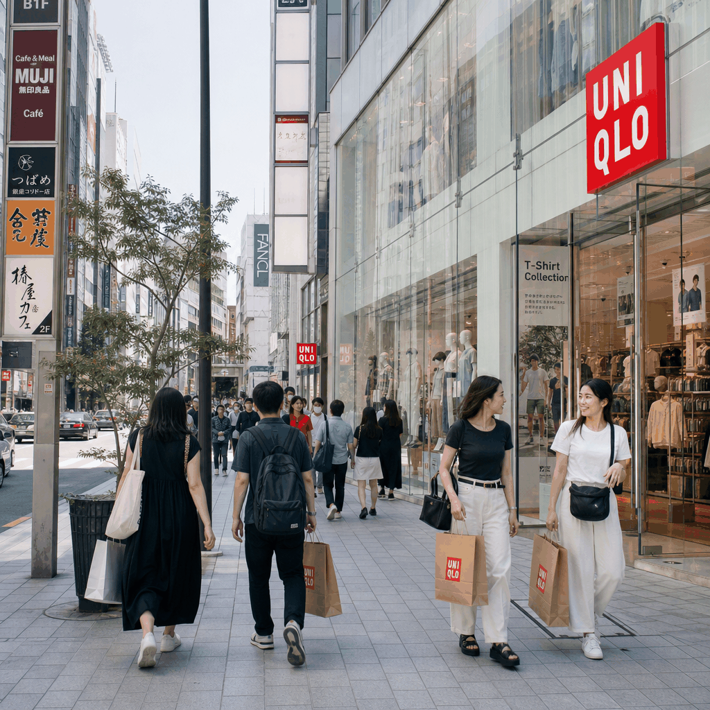 UNIQLO Ginza area with nearby dining options in Tokyo’s Ginza shopping district