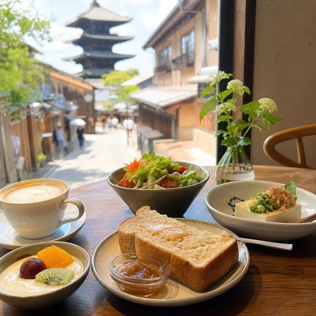 Vegetarian breakfast café options in Kyoto city center