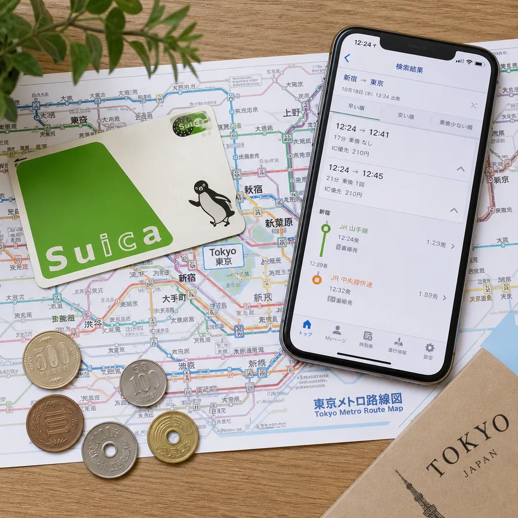 A visitor tapping a Suica card at a Tokyo transit gate, highlighting easy IC-card use.