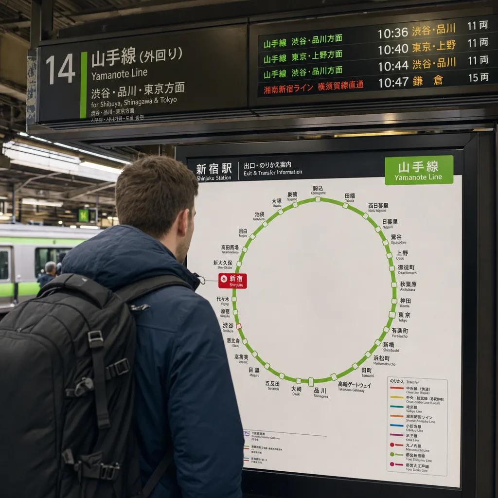 Tokyo commuters boarding a JR East Yamanote Line train