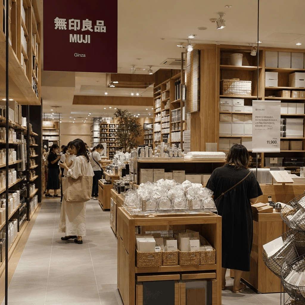 What should I see and eat at Muji Ginza in Tokyo?