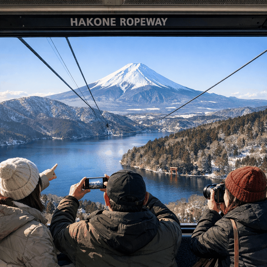 Where are the best views from the Hakone Ropeway in Hakone?
