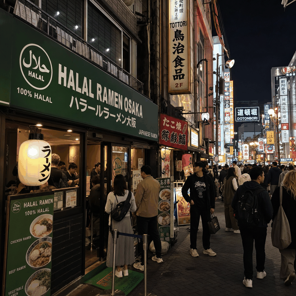 Halal ramen near Dotonbori in Osaka's Namba area for expats