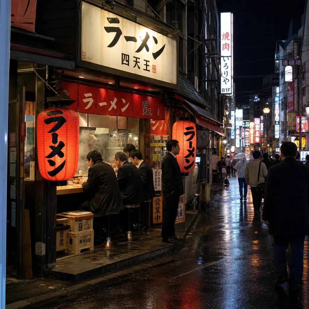 Osaka ramen street near Namba at night