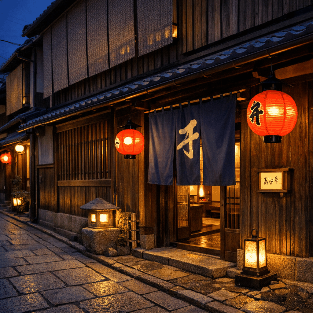 An arranged multi-course kaiseki plate showing seasonal garnishes and small dishes
