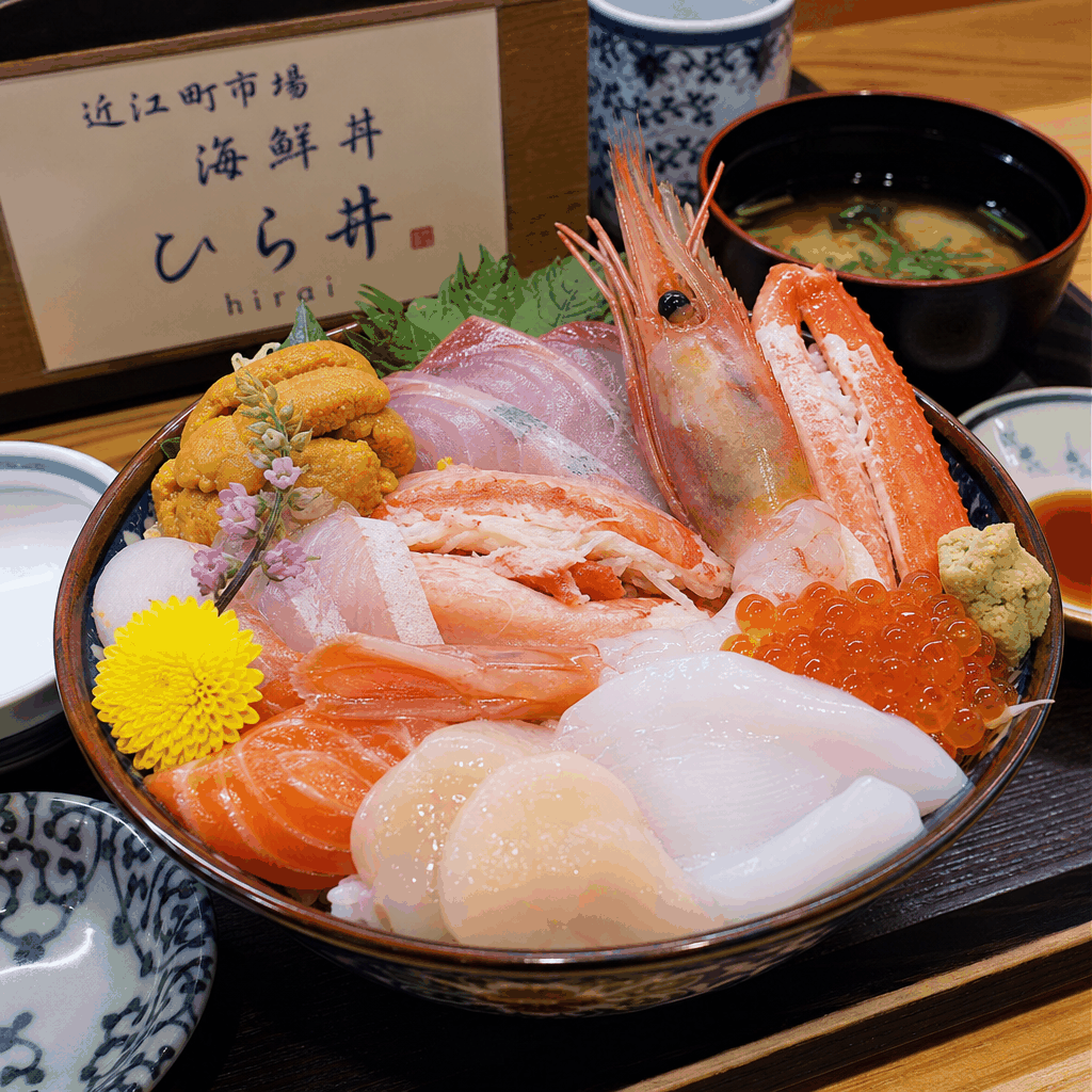 Fresh kaisendon served near Omicho Market in Kanazawa, Japan