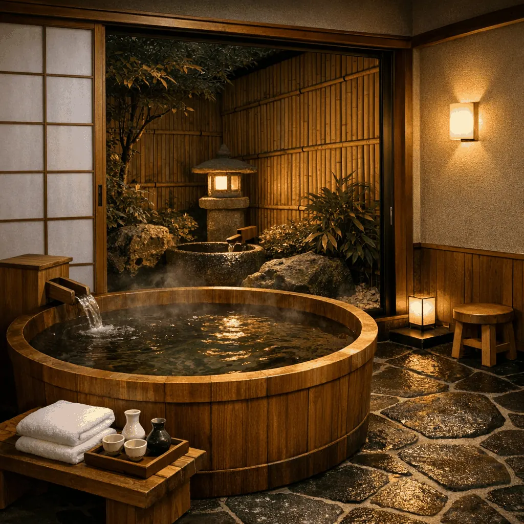 Exterior entrance of Oedo Onsen Monogatari in Odaiba with lanterns and signage