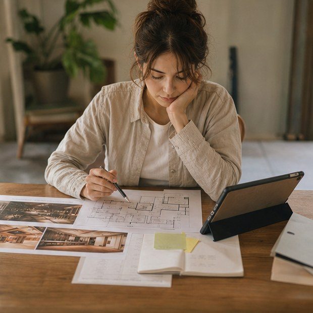 Event organizer reviewing venue options and schedule notes in Japan