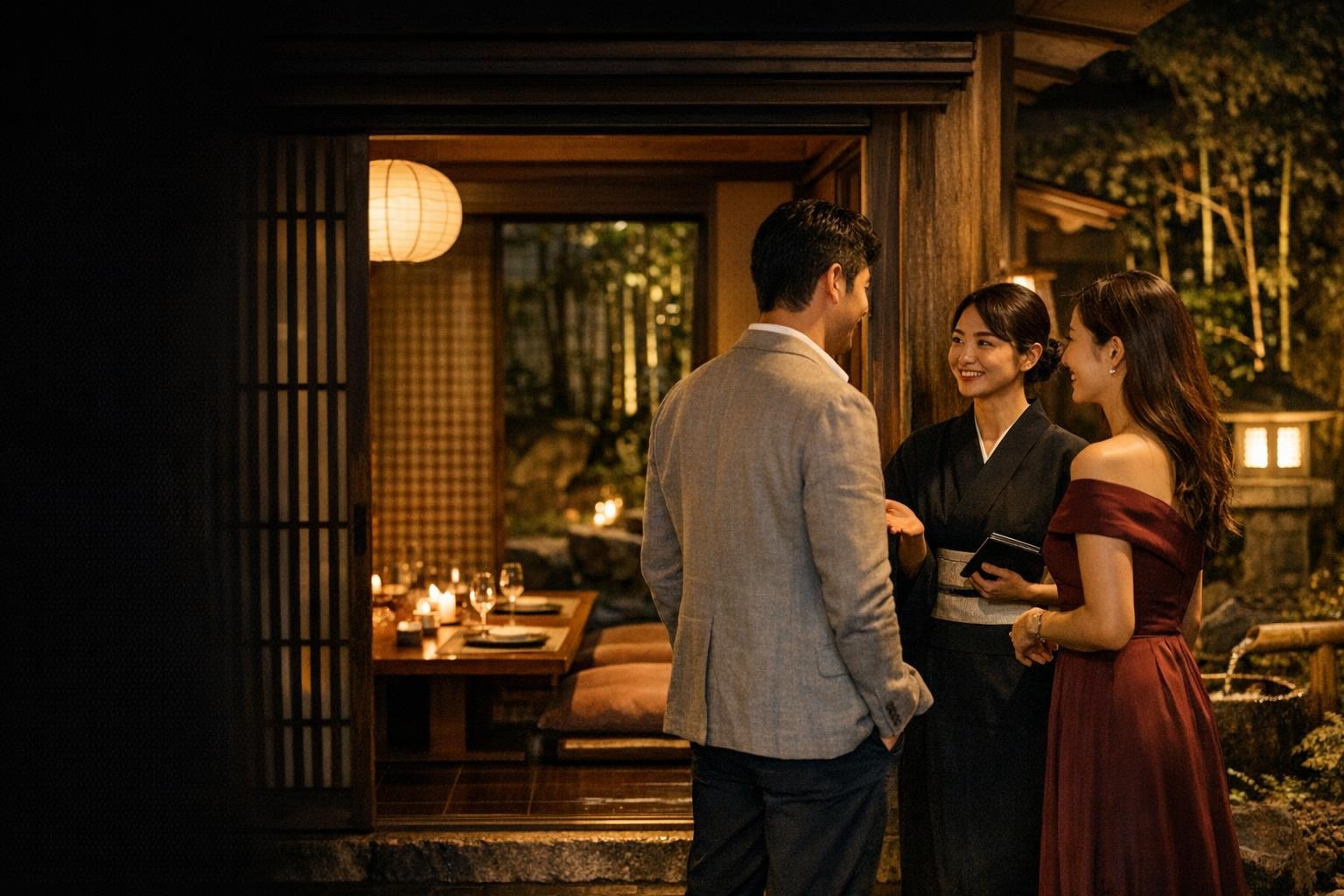 Elegant Japan date night restaurant setting with concierge planning support