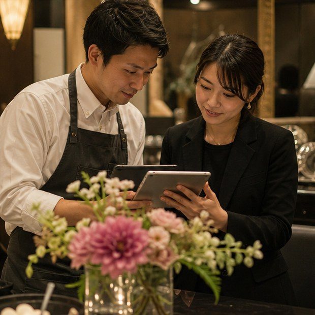 Discreet special occasion coordination with restaurant staff in Japan