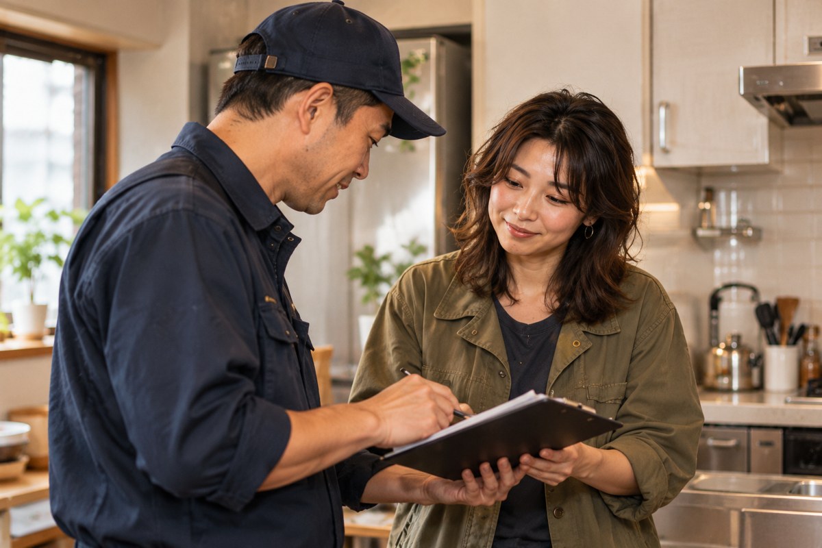 Illustration: a home service visit being coordinated