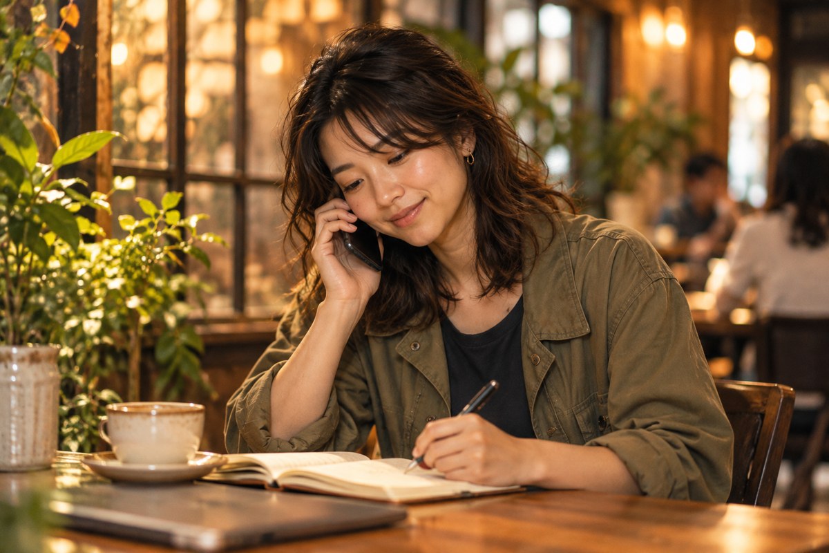Illustration: a woman making a phone enquiry